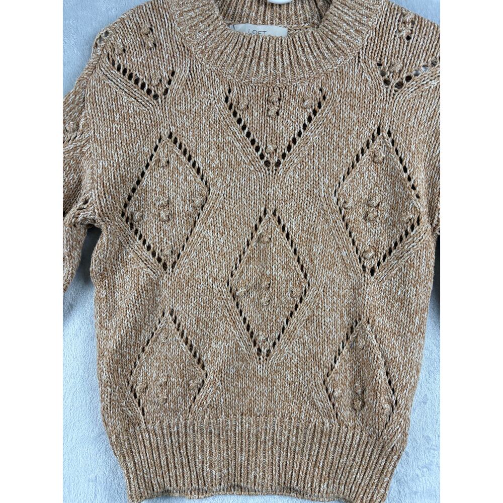 LOFT Bobble Pointelle Drop Shoulder Sweater – Camel – Size XS - Picture 6 of 8